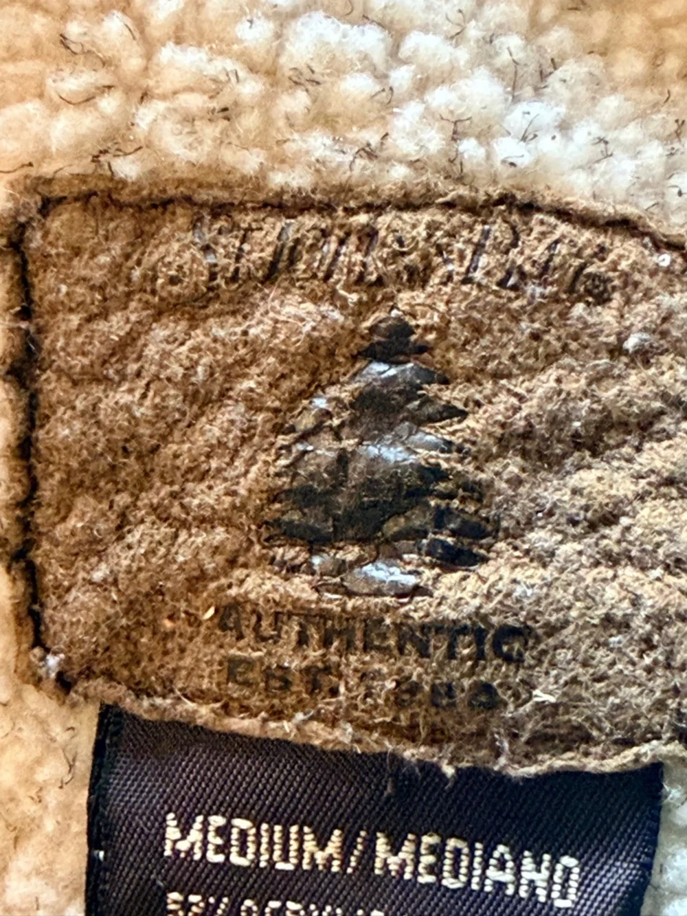 St John’s Bay Sherpa Sweater M Beige Forest Print Cozy Fleece Pullover